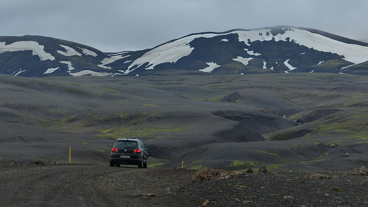 Island, sledovať, ľadovce, auto