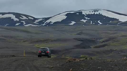 Island, sledování, ledovce, auto