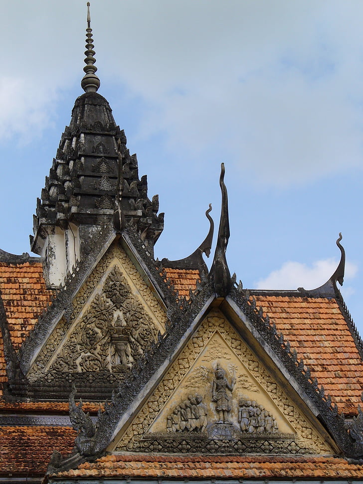 Templo de, ornamento de telhado, Vietname, arquitetura, telhado, edifício, Budismo