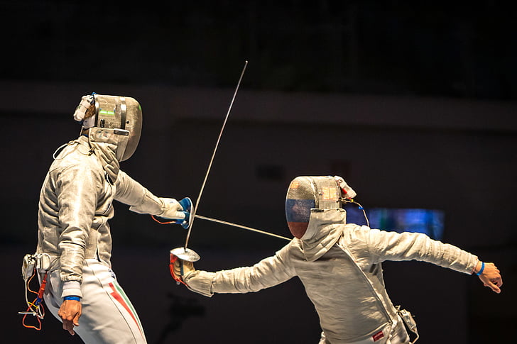 two, men, fencing, man, competition, two people, performance
