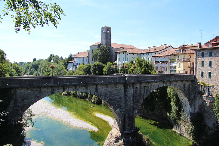 híd, Friuli, Észak-Olaszország, építészet, Európa, folyó, történelem