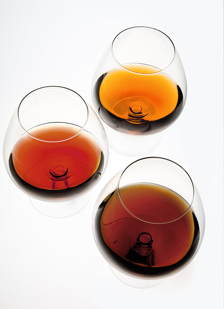Brandy, Cognac, alkohol, drink, drikkeglas, flydende, rød