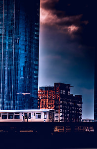 Chicago, Illinois, wolkenkrabber, centrum, het platform, stadsgezicht, gebouwen