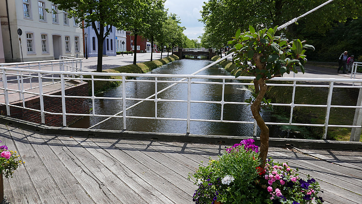 Papenburg Γερμανία, πόλη, πεζοδρομημένη ζώνη, Τουρισμός, γέφυρα, κανάλι, κανάλι
