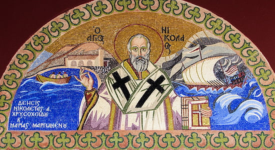 Ayios nikolaos, Saint, mosaik, kirke, ortodokse, Grækenland, Volos