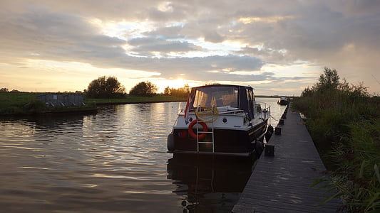 Friesland, water, boot, Nederland, natuur, natuurlijk water, landschap