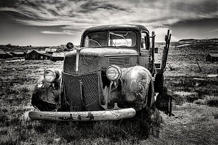 Oldtimer, alb-negru, auto, auto, vehicul, vechi, retro