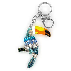 bird, key ring, keychain, key ring pendant, toucan, colored, packshot