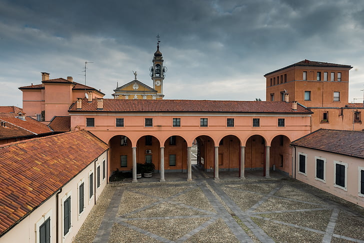 cavenago, roof, campanile, sky, arcade, city, roofs
