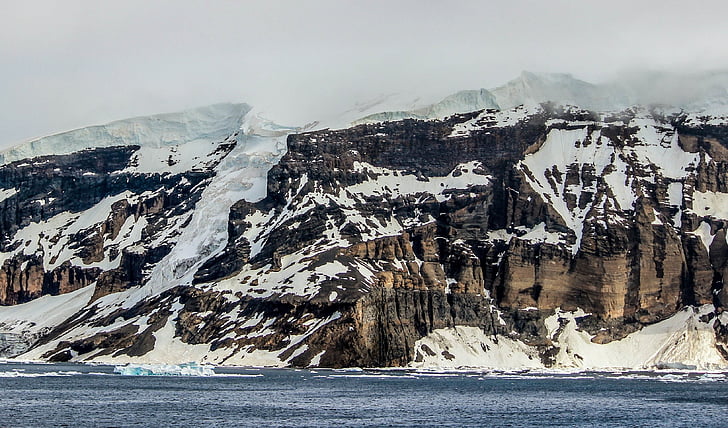 antarctica, mountain, icy, rock, landscape, zing, ocean