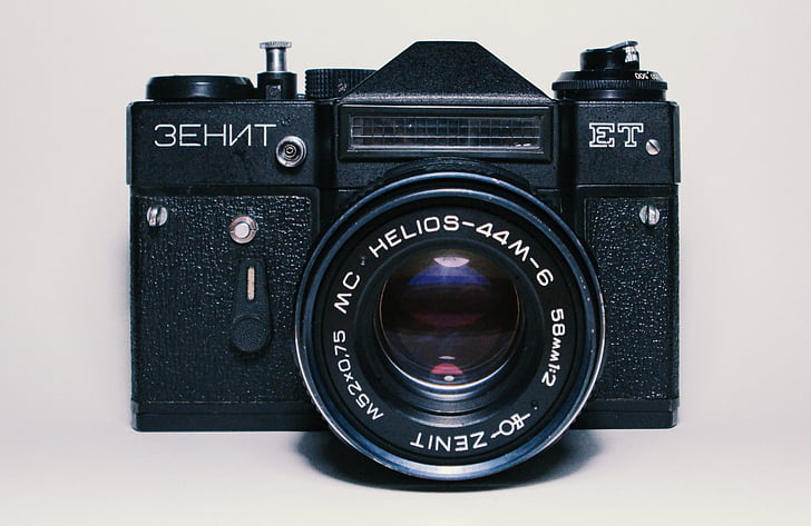 Zenit, fotoaparát, staré, retro, ruština