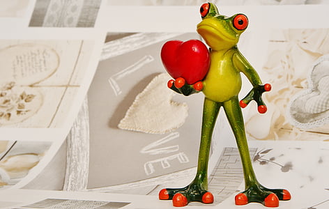 ếch, Yêu, Valentine's day, tư thế, trái tim, Buồn cười, con ếch