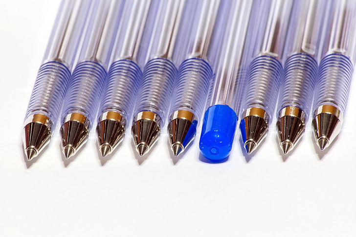 pens, stationery, office, set, blue