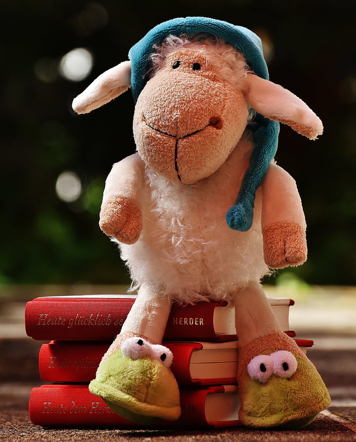 avių, Sleepyhead, pliušas, knygos, geros nakties istorija, skaityti, mielas