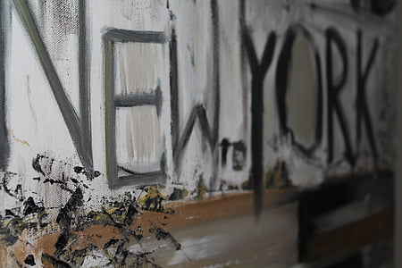 涂鸦, 墙上, 纽约, 纽约城, 美国, 城市, 大苹果