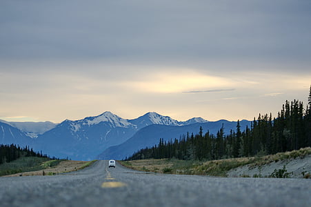 carretera, destinació, muntanyes, cel, paisatge, Direcció, manera