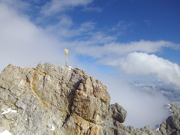 Zugspitze, αλπική, βουνό, Βαυαρία, ορειβασία, για την επιβολή, Steinig