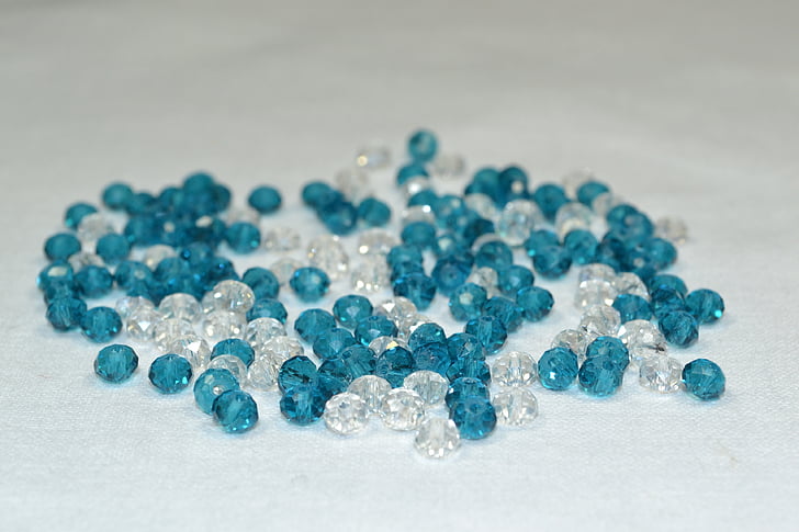 smykker, blå, lyse, perler, krystaller, smykker, kontoer