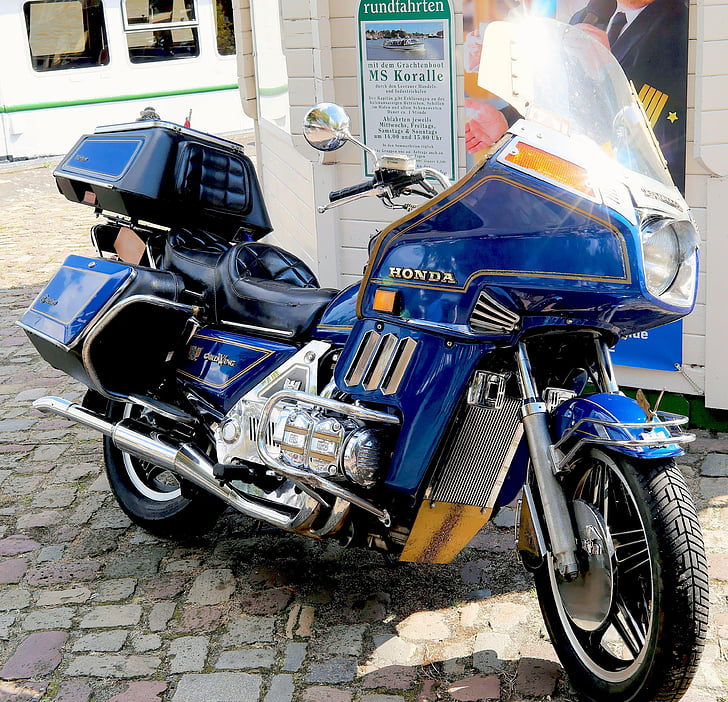 motorcycle, honda, japanese, blue, noble, large, expensive