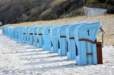 海滩, 波罗地海, 沙滩椅, 俱乐部, 银行, 海, 蓝色