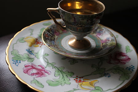 tea cup, plate, saucer, china, ceramic, dish, cups