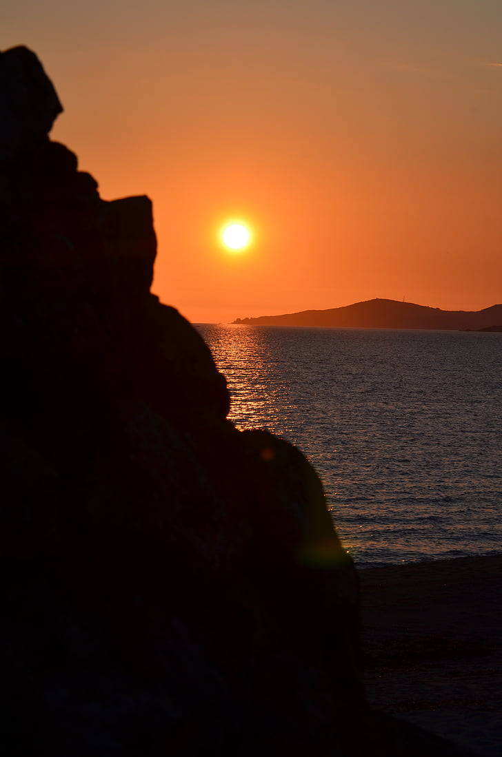 Corsica, zonsondergang, zee, avondlucht, natuur, Afterglow
