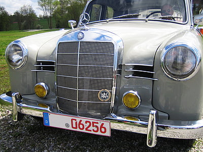 Auto, Oldtimer, Mercedes 190, style rétro, ancienne, voiture, chrome