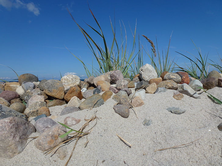 summer, beach, dunes, stones, nature, rock - Object, sea
