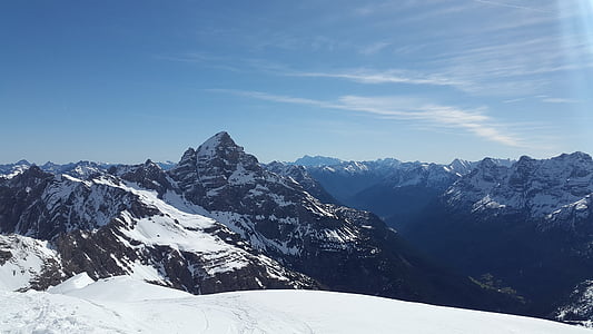 hochvogel, Allgäu, távoli megtekintése, alpesi, hegyek, csúcstalálkozó, túrázás