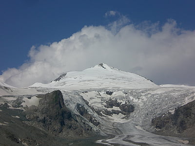 グロースグロックナー, パステルツェ氷河, 冷, ze, 冬, steinig, クロス サミットします。