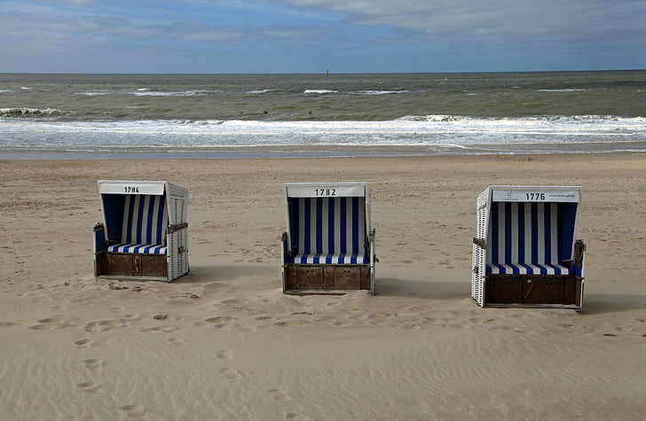 Beach chair, havet, klubber, sand, Nordsøen, Sylt, sandstrand
