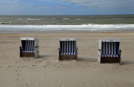 ležaljke za plažu, more, klubovi, pijesak, Sjeverno more, Sylt, pješčana plaža