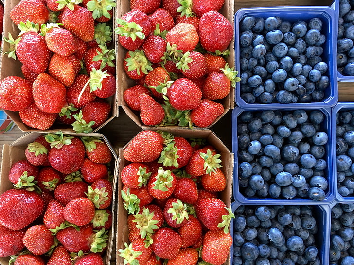 bær, blåbær, frukt, jordbær, frukt, jordbær, friskhet