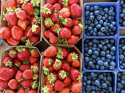 berries, blueberries, fruits, strawberries, fruit, strawberry, freshness