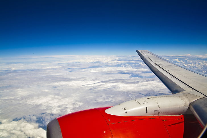 aircraft, clouds, wing, aviation, transport, passenger aircraft, landscape