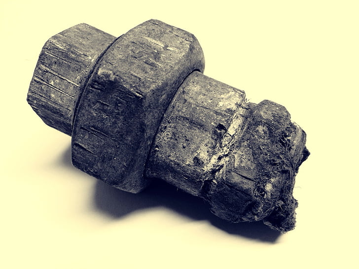 piece of pipe, broken, stainless, iron, rusted, metal