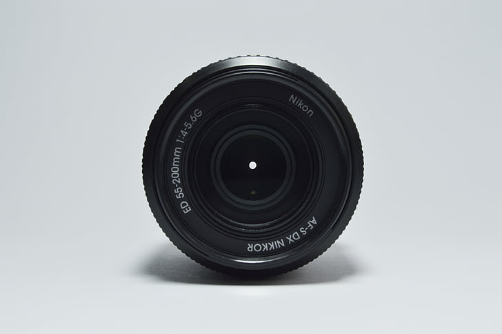 lentilă, negru, rotund, Nikon, aparat de fotografiat, umbra, perete