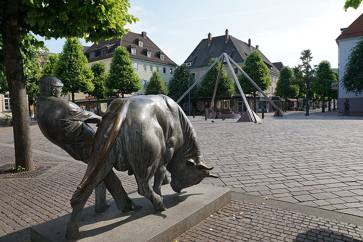 statue, Bull, Tuttlingen, figur