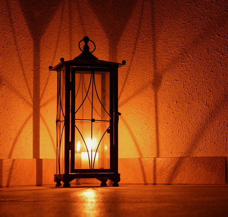 shadow, candle, seem, lantern, cozy