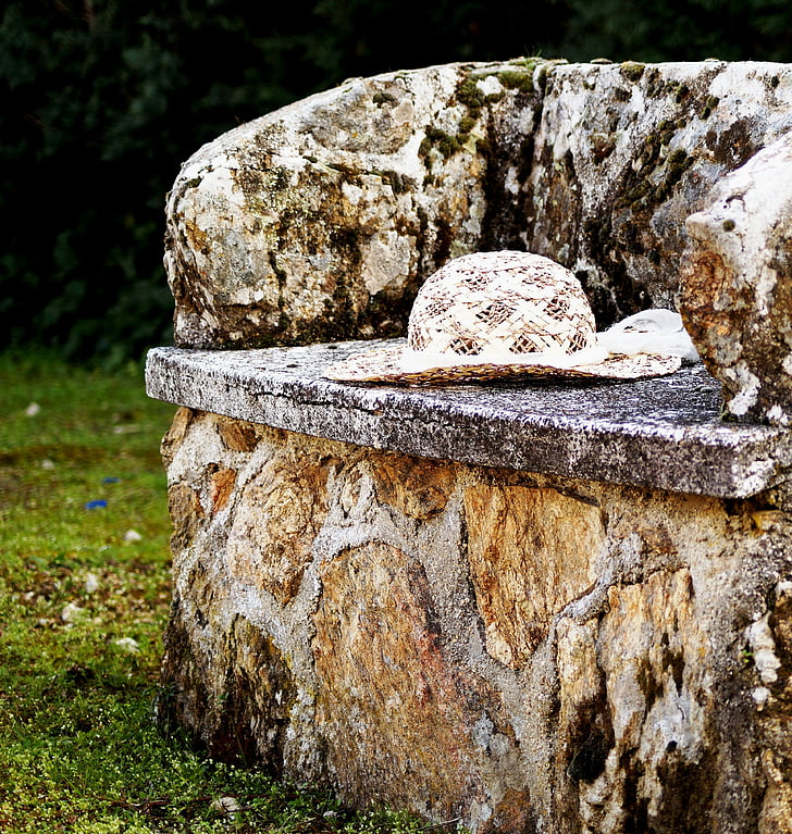klobuk, Soledad, banka, kamen, vrt, Kmečka