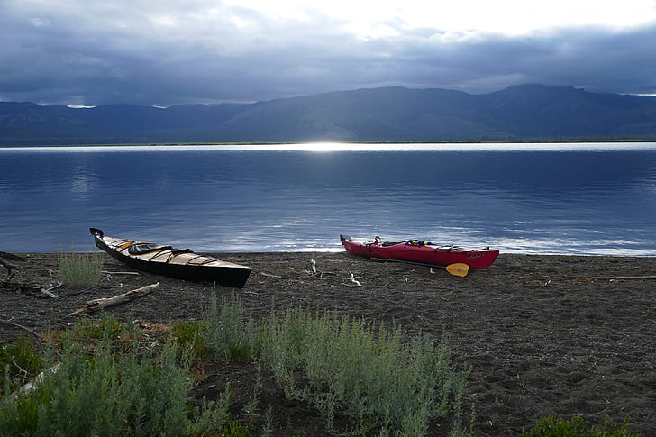 thuyền kayak, mắc cạn, Lake, Yellowstone, vườn quốc gia, Wyoming, nước
