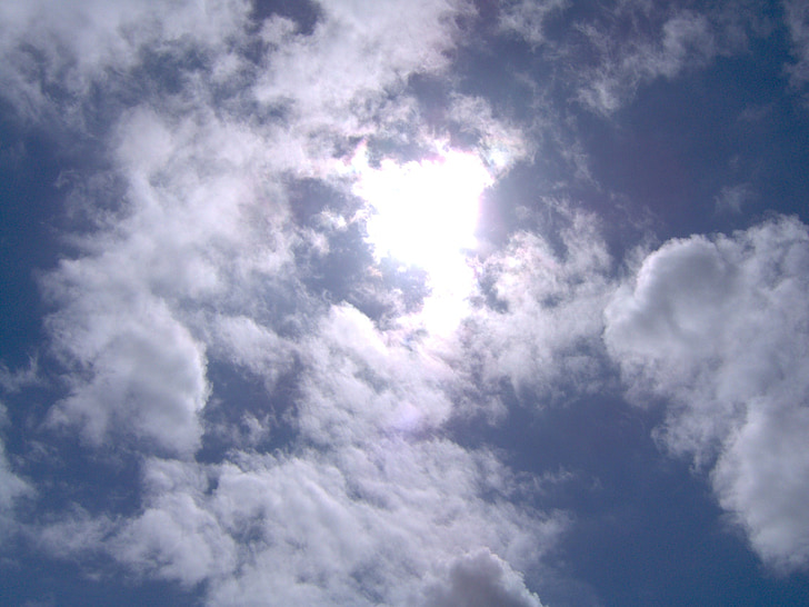 sky, blue, sun, clouds, summer