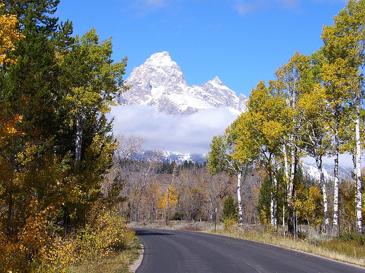 Parque Nacional Grand teton, destinos, Wyoming, punto de referencia, caída, otoño, paisaje