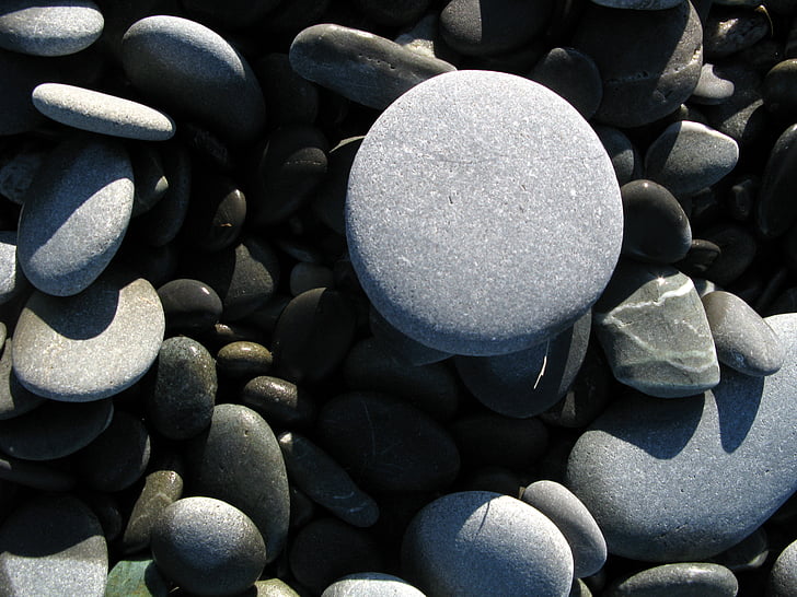 stein, småstein, stranden, sjøen, New zealand