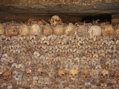 katakomberne, kranier, knogle, knogler, kran, skelet, død