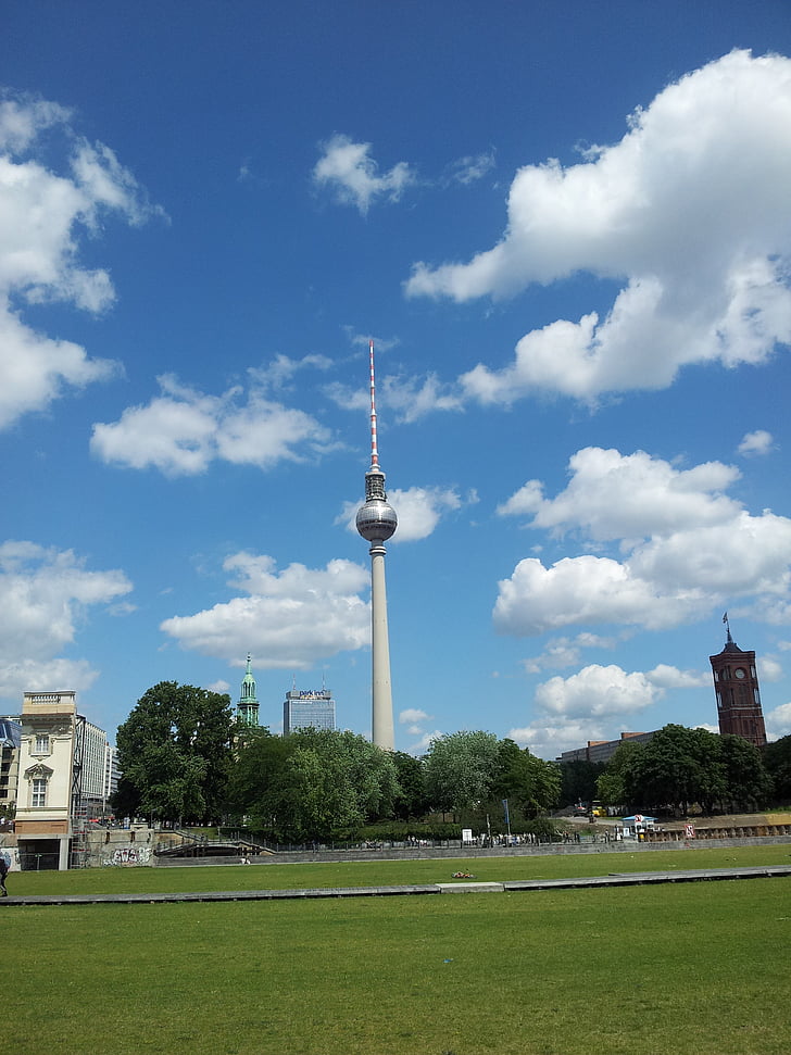 Berlin, tour de télévision, Meadow, ville, tour émettrice de, architecture, Ouvrages d’art