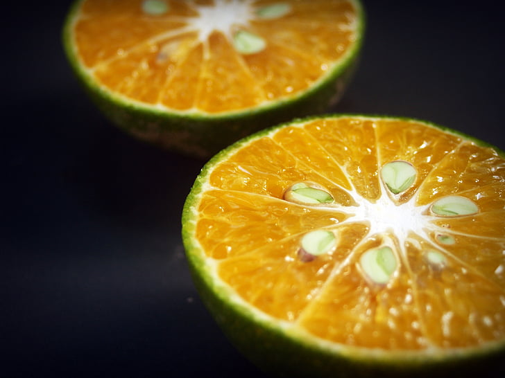 Orange, frukt, skiva, vit, Citrus, sura, isolerade