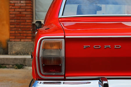 coche, Automático, rojo, Vintage, Ford, Fanale, máquina