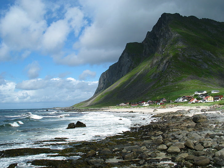 Lofoten, Norra, Norra, Fjord, loodus, maaliline, mäed