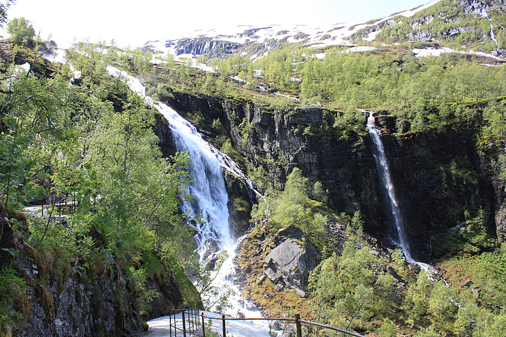 norway, landscape, nature, waterfall, landscapes, mountain, river